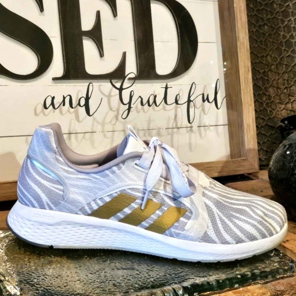 Adidas Edge Lux 5 GX2009 White Gold Silver Animal Print Wmns 11 Mens 10